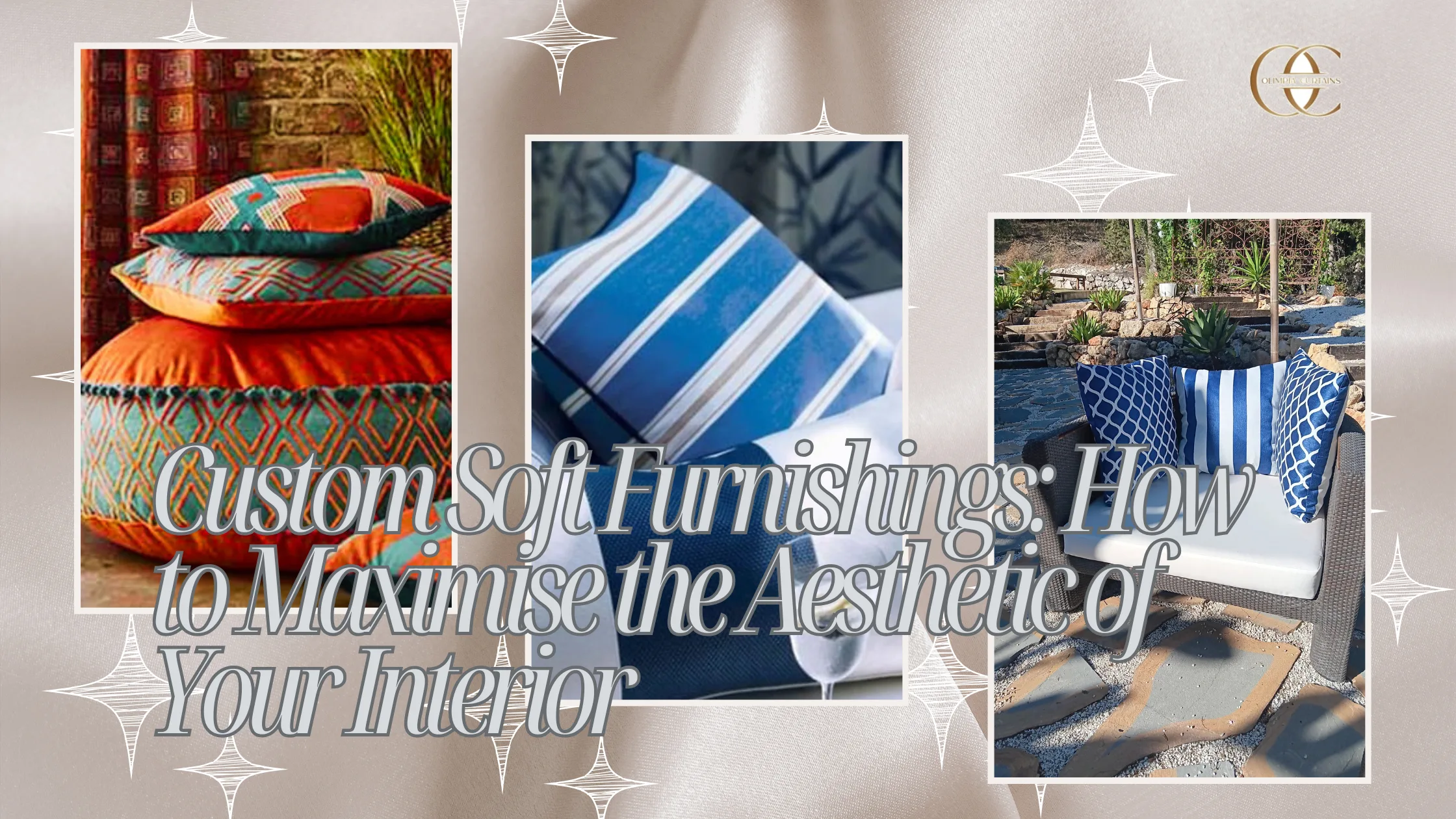 Custom soft furnishings cushions and pillows for stylish interior and outdoor décor.